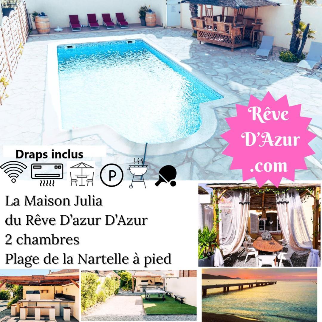 Reve D'Azur, 2 Chambres, Maison Julia En Bord De Mer A La Nartelle, Piscine Partagee, Parking & Terrasse Bbq, Wifi Et Draps Inclus Plage A Pied Sainte-Maxime Dış mekan fotoğraf