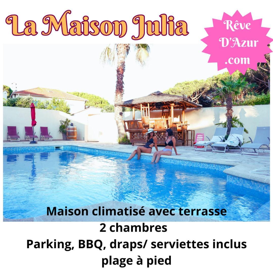 Reve D'Azur, 2 Chambres, Maison Julia En Bord De Mer A La Nartelle, Piscine Partagee, Parking & Terrasse Bbq, Wifi Et Draps Inclus Plage A Pied Sainte-Maxime Dış mekan fotoğraf