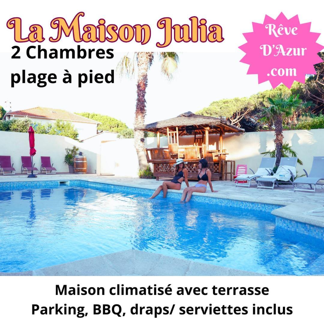 Reve D'Azur, 2 Chambres, Maison Julia En Bord De Mer A La Nartelle, Piscine Partagee, Parking & Terrasse Bbq, Wifi Et Draps Inclus Plage A Pied Sainte-Maxime Dış mekan fotoğraf